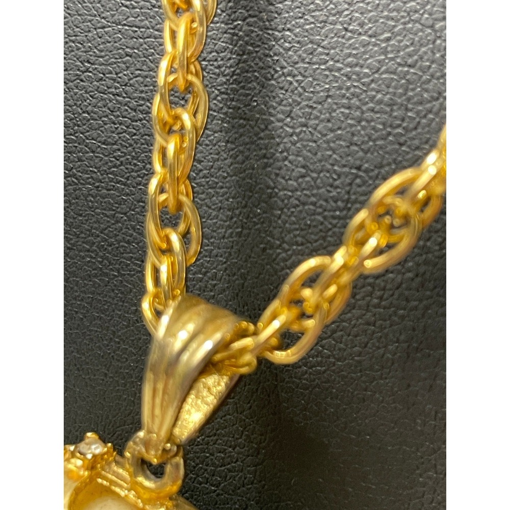 Vintage Elephant Pendant Necklace Rhinestone Gold Tone Chain 18" - Picture 7 of 14